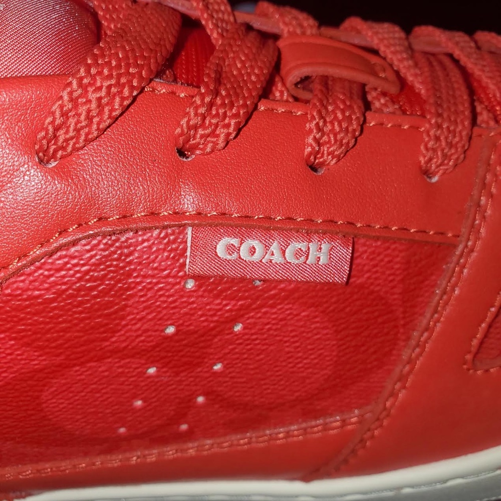 EUC Coach Low Top Sneakers Men's 10D Miami Red (Rare Color) Signature Logo C8965 - Picture 4 of 12